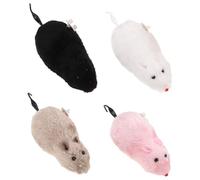 Abaodam 4Pcs Plush Wind Up Mouse for Cats Dogs Realistic Furry Fake Mice with Clockwork Mechanism Soft Plush Rat for Pet Entertainment Pranks Parties Mixed Colors