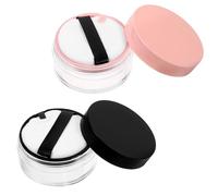 Abaodam 4pcs Portable 20g Powder Container with Puff Plastic Refillable Loose Powder Compact Case for Travel and Easy Application