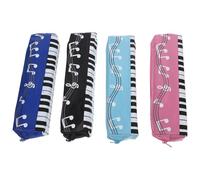 Abaodam 4pcs Portable Pen Pouch Set for Students with Piano Pattern and Music Notes, Oxford Cloth Material, Delicate Design, Prevents Items from Slipping, for Home and Classroom Use