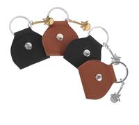 Abaodam 4pcs PU Guitar Pick Holder Case with Wing Keychain Pendant Compact Plectrum Storage Bag Organizer for Guitarists Travel-Friendly Protective Guitar Pick Pouch in Black Brown Gold