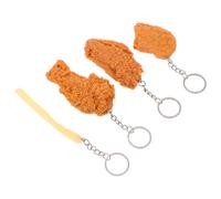 Abaodam 4pcs Pvc Realistic Fake Food Keychains Set - Chicken Leg, Wing, Nugget Fries Pendants for Bag, Car Fashion Key Holder Accessories