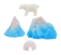 Abaodam 4pcs Realistic Mini Igloo Model with Arctic Polar Bear Figurines Lifelike Decoration for Dollhouse and Diorama White Bear Cake Topper Winter Landscape Ornament