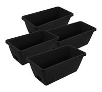 Abaodam 4pcs Rectangular Plastic Plant Box with Integrated Planter Trays and Drainage Holes, Large Household Flowerpot Set for Outdoor and Window Use, Black Plant Containers for Vegetables
