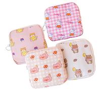 Abaodam 4pcs Reusable Period Pouch Set with Large Capacity, Cute Animal Design Sanitary Pad Storage Bags for Daily Female Supply and Tampon Holder, Portable Menstruation Random Style