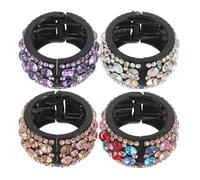 Abaodam 4pcs Rhinestone Hair Clip Hair Cuff Rounded Elegant Rhinestone Design Comfortable Convenient Women Ponytail Accessories for Dates and Parties