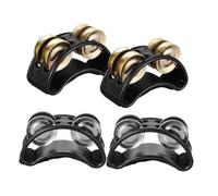 Abaodam 4pcs Rhythmic Foot Tambourine Musical Instrument with Double Row Jingle Bells for Music Performances and Teaching