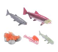 Abaodam 4Pcs Salmon Model Realistic Simulation of Salmon Growth Process for Learning Educational Cognitive Aquatic Creatures Figures Random Color