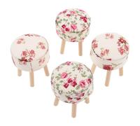 Abaodam 4pcs Scale Dollhouse Miniature Stool Realistic Round Fabric Upholstered Tiny Stools for Doll House Furniture Accessories Cozy Indoor Scene Decor
