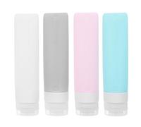 Abaodam 4pcs Silicone Dispensing Bottles Travel Bottles Reusable Empty Toiletries Carrier for Washing up Liquid Cream Dispenser Squeeze Random Color