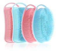 Abaodam 4pcs Silicone Massage Cleaning Body Shampoo Brush Scrubber for Shower with Hanging Hole Design, Soft Scrubbing Brush for Hair and Pets, for Thorough Cleaning and Scalp Massage