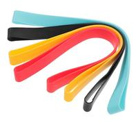 Abaodam 4pcs Silicone Stretchable Towel Bands for Beach Chairs, Elastic Silicone Straps in Black Yellow Sky Blue Red, Cruise Ship Essentials and Beach Towel Holders