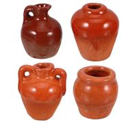 Abaodam 4pcs Small Ceramic Bud Vase Set Vintage Mini Vase for Flowerpot Indoor Plant Display Farmhouse Rustic Decorative Shelf