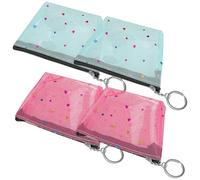 Abaodam 4pcs Small Coin Purses for Women, Wear-Resistant PVC Material Zipper Wallets with Retro Flower Prints, for Holding Coins and Organising Change Random Color