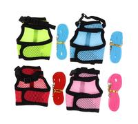 Abaodam 4pcs Small Pet Harness Vest Leash Set for Rabbit Hamster Guinea Pig, Breathable Mesh Summer Outdoor Harnesses with Chest Strap, Medium Size, Comfortable Walking Gear
