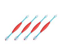 Abaodam 4pcs Soft Bristles Pet Toothbrush Double End Dog Cat Teeth Cleaners with Slip Handle for Plaque Ergonomic Design Durable Materials