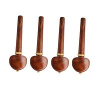 Abaodam 4pcs Solid Wood Cello Pegs Shaft Handles Set, Chocolate Color Wooden Cello Accessories Tool for String Instrument Tuning and Maintenance