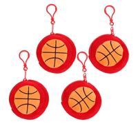 Abaodam 4pcs Spherical Plush Basketball Coin Purse, Soft Mini Change Pouch with Buckle for Earbuds Keys Travel