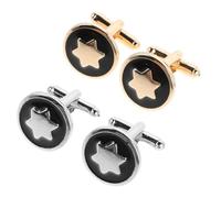Abaodam 4pcs Star-shaped Cufflinks for Men Elegant Wedding Party Cuff Links Shirt Cuff Jewelry for Office Banquet Events