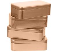 Abaodam 4pcs Tinplate Box Set with Tight Sealed Lid, Golden Rectangular Storage Boxes for Stationery and Chewing Gum Organizing