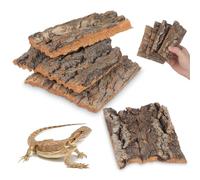Abaodam 4pcs Turtle Climbing Platforms with Natural Tree Bark Decorative Reptile Habitat Accessories for Terrarium and Aquarium, Medium Size 8-14cm, Realistic Pet Basking and Hiding Cave
