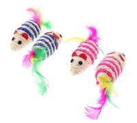 Abaodam 4pcs Two Mouse Toy Sisal Cat Toys Cute Mouse Kitten Toys for Indoor Cats Kitten