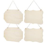 Abaodam 4pcs Unfinished Wooden Hanging Signs Set, Natural Wood Plaques with 2 Size Variations for DIY Crafts, Decorative Door Signs and Wall Display Plaques for Home and Event Decor