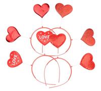 Abaodam 4pcs Valentine Heart Headbands for Adults with Spring Design, Easy to Wear Plastic and Resin Party Headdress Accessories, Lovely Red Heart Shape for Birthday, Daily Life,