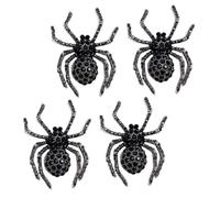 Abaodam 4pcs Vintage Black Spider Brooch Pins Rhinestones, Retro Halloween Animal Brooch Set for Women’s Clothing Accessories