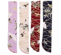 Abaodam 4pcs Vintage Style Japanese Folding Fan Bag Sleeve Cover Small Floral Pattern Fan Pouch