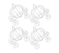 Abaodam 4pcs White Metal Wire Wedding Carriage Candy Box Pumpkin Carriage Jewelry Box for Wedding Birthday Party Decorations