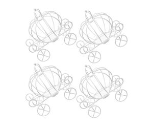 Abaodam 4pcs White Metal Wire Wedding Carriage Candy Box Pumpkin Carriage Jewelry Box for Wedding Birthday Party Decorations