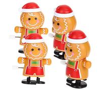 Abaodam 4pcs Wind Up Gingerbread Man Adorable Christmas Playthings for Fun Clockwork Novelty for Birthdays Festivals Easy to Grasp Safe Material