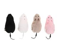 Abaodam 4pcs Wind-up Mouse Toy Realistic Fake Mice for Cats Dogs Plush Rat Rotating Tail Soft Cat Toy for Indoor Play
