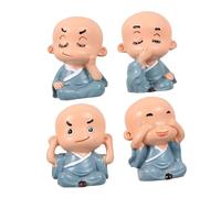 Abaodam 4pcs Wise Resin Monks Figure Decor Buddha Statue Ornament Hear No Evil See No Evil Speak Baby Artisan Dolls for Wall Shelf Table Car Dashboard