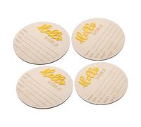 Abaodam 4pcs Wooden Birth Announcement Sign, Circular Baby Name Board for Newborn Nursery, Records Date Time Weight Height, Baby Shower Gift
