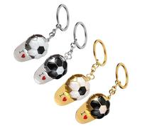 Abaodam 4pcs Zinc Alloy Soccer Hat Keychains for Backpack and Luggage, Cap Shaped with Easy Attachment and Refined Detail, Football Party Favors and Sports Event Souvenirs