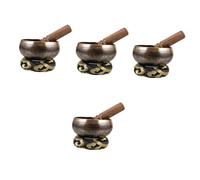 Abaodam 4sets Flat Bottom Tibetan Singing Bowl Meditation Bowl Stick for Mindfulness Meditation and Relaxation Random Color