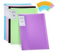 Abaodam 5 Pcs A4 Binder with Plastic Sleeves, 40 Pocket Portfolio Folder with Stickers, Multipurpose Design the Go Use and Training Sessions, Sturdy Pp Material with Ample Pockets