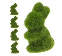 Abaodam 5 Pcs Artificial Moss Flocked Rabbit Figures for Easter Festival Decor Adorable Bunny Statues for Lawn Outdoor Window Display Charming Spring Ornament