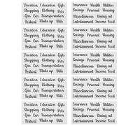 Abaodam 5 Sets Household Budget Sticker PVC Adhesive Label Stickers with Classic Colors Black Font Design Sturdy Classification Labels for Daily Use Cash Envelope Organizing