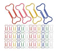 Abaodam 50 Pcs Bone Shaped Colorful Metal Paper Clips with Plastic Box, Medium Size Office and School Stationery Clips for Document Organization and Crafting