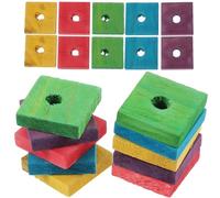 Abaodam 50 Pieces DIY Parrot Wood Chip for Chewing and Playing Mixed Color Safe Bird Bite for Cockatiels Parakeets and Small Parrots Engaging Educational Pet Activity Blocks