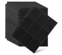 Abaodam 50 Sheets Trading Card Sleeve 9 Pocket Card Sleeves Binder Sheets 11 Holes for Sport Game Coupon Business
