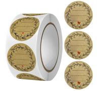Abaodam 500Pcs Sealing Label Stickers Roll Kraft Paper Khaki Good Adhesion Easy to Peel Off Highlights The Personality Sticky Labels with Border for Bakeries and Boutiques