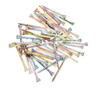 Abaodam 50pcs Bright Wood Golf Tees with Shallow Cup Top for Practice | Stable on Turf Grass, Won’t Scuff Club Face, Easy to Spot Design for Beginners and Recreational Players
