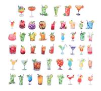 Abaodam 50pcs Cocktail Graffiti Stickers Set, Self-Adhesive Decorative Decals for Water Bottles, Glass Cups, Luggage, and Scrapbooking DIY Crafting