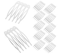 Abaodam 50pcs French Comb Hair Barrettes 5 Teeth Sturdy Easy to Clip and Fix Hair Silver Iron Classic Simple for Women Bride Honeymoon