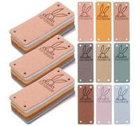 Abaodam 50pcs Handmade Leather Labels with Hole for Coats and Bags, Not Easy to Deform or Fade, Elegant and Simple Style Crochet Tags for Craft Projects