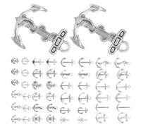 Abaodam 50PCS Keychain Pendant Accessories Zinc Alloy Silver Small Anchor Pendant Retro for Jewelry Making and DIY Projects