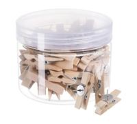 Abaodam 50pcs Multipurpose Wooden Thumb Tacks Clamp with Decorative Pin Clips for Cork Boards, Lightweight and Reusable Paper Clips with Pin to Decorate Your Photo Wall